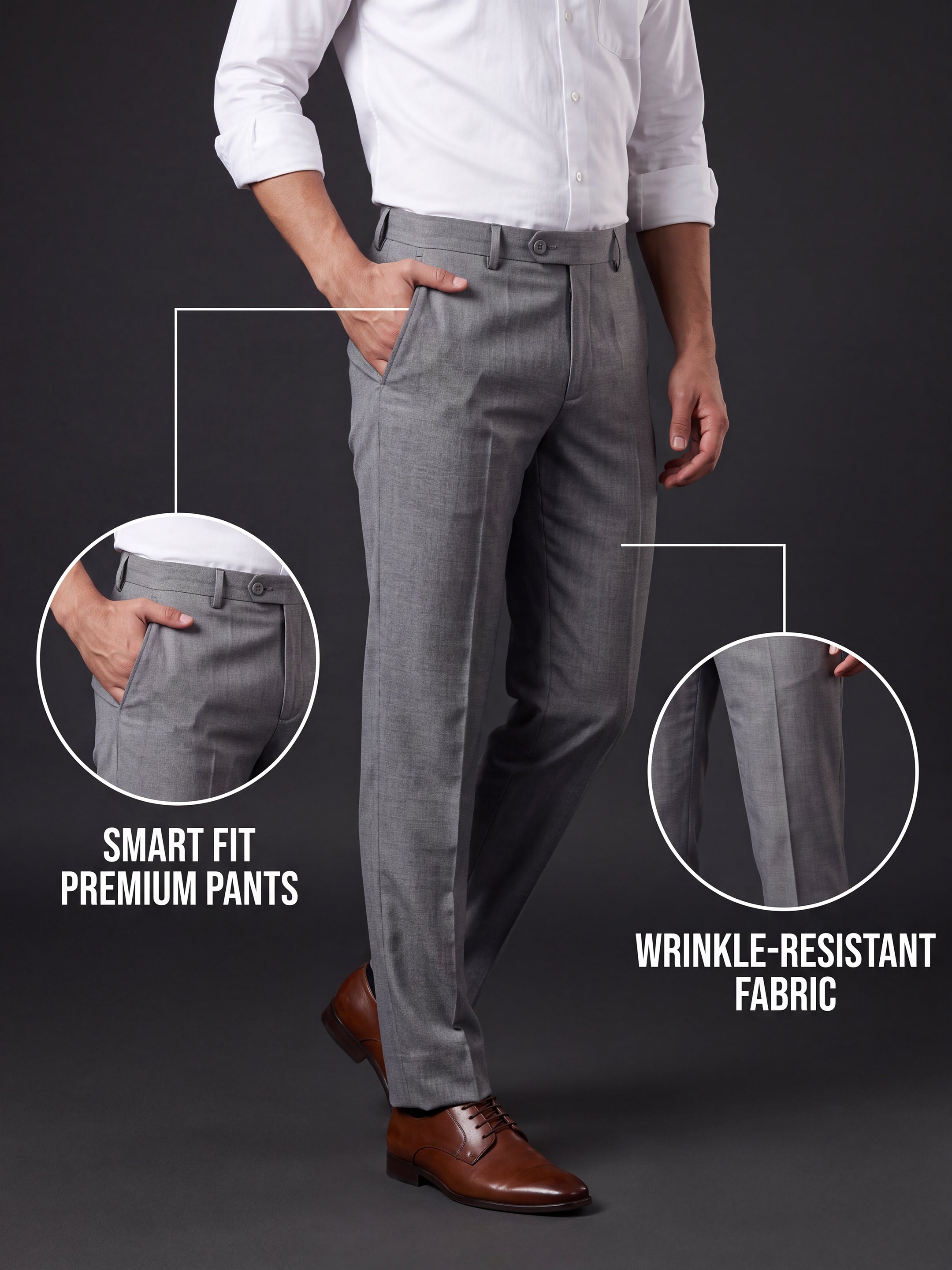 Prima Club Cotton Poly Viscose Stretchable Waistband Grey Pants