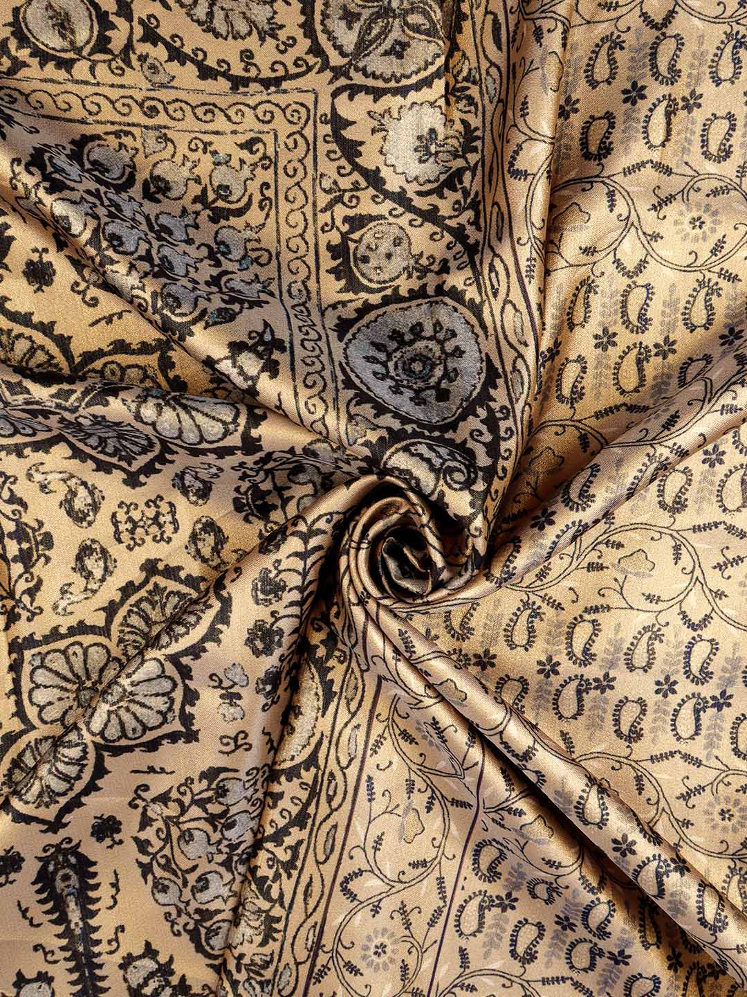 Women Elegant Semi Silk Gold Saree with Tussle SS64-Close view