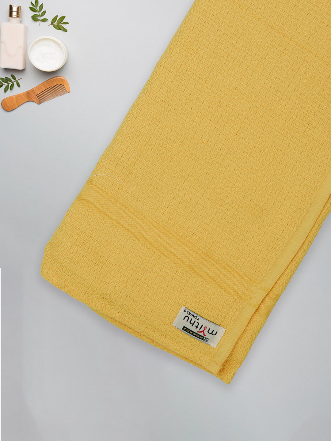 100% Cotton Self Designed Bath Towel Yellow Magnus MCS03