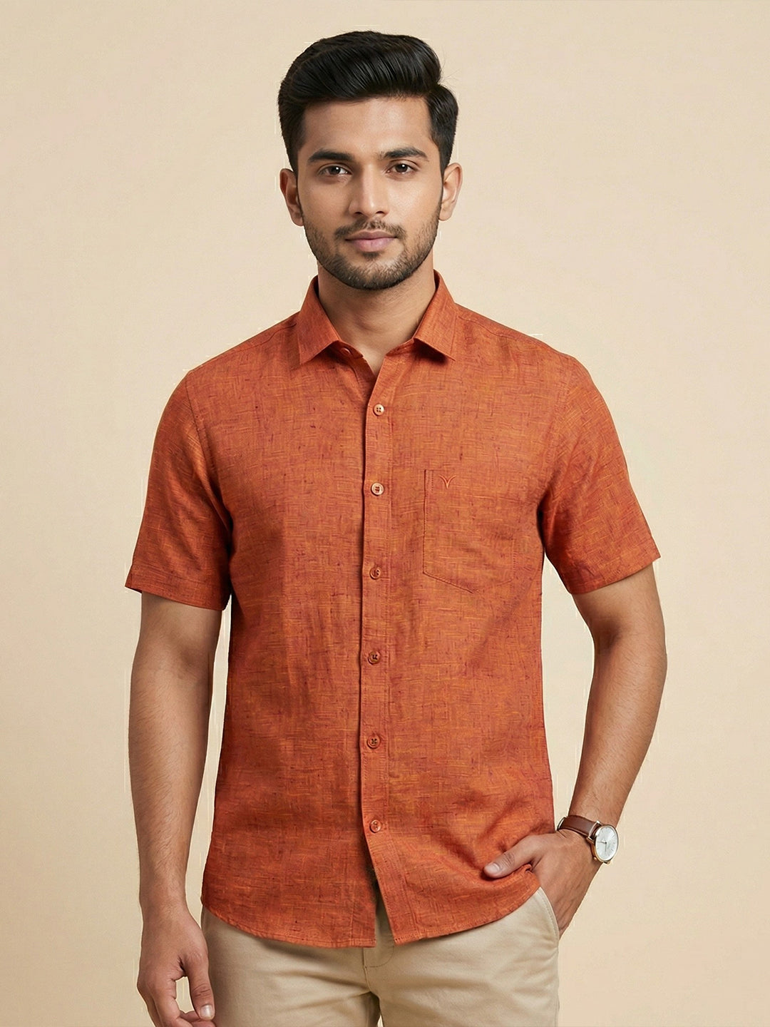 Men Pure Linen Blue Shirt L90