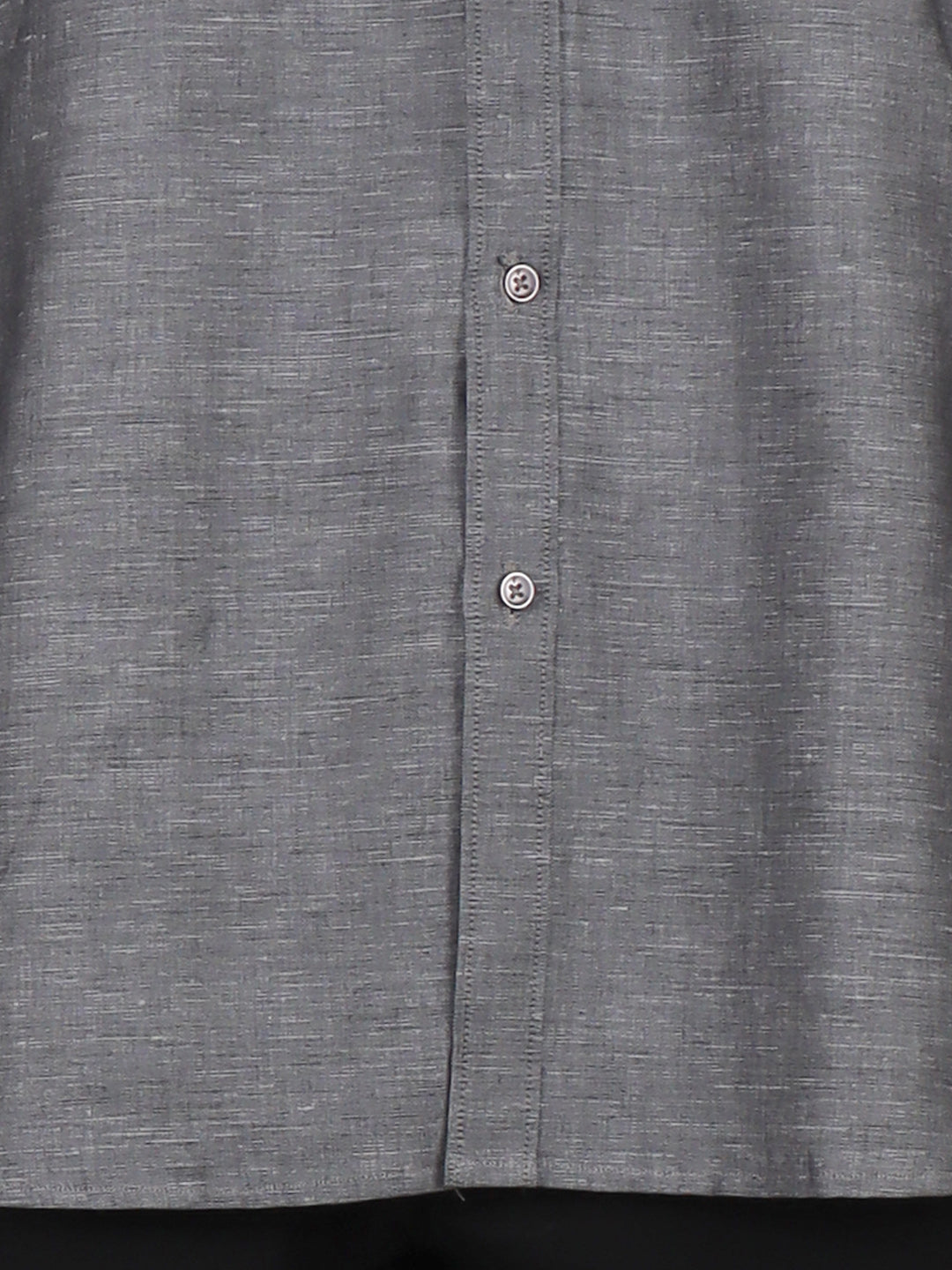 Men Grey Linen Cotton Chinese Collar Shirt LF7