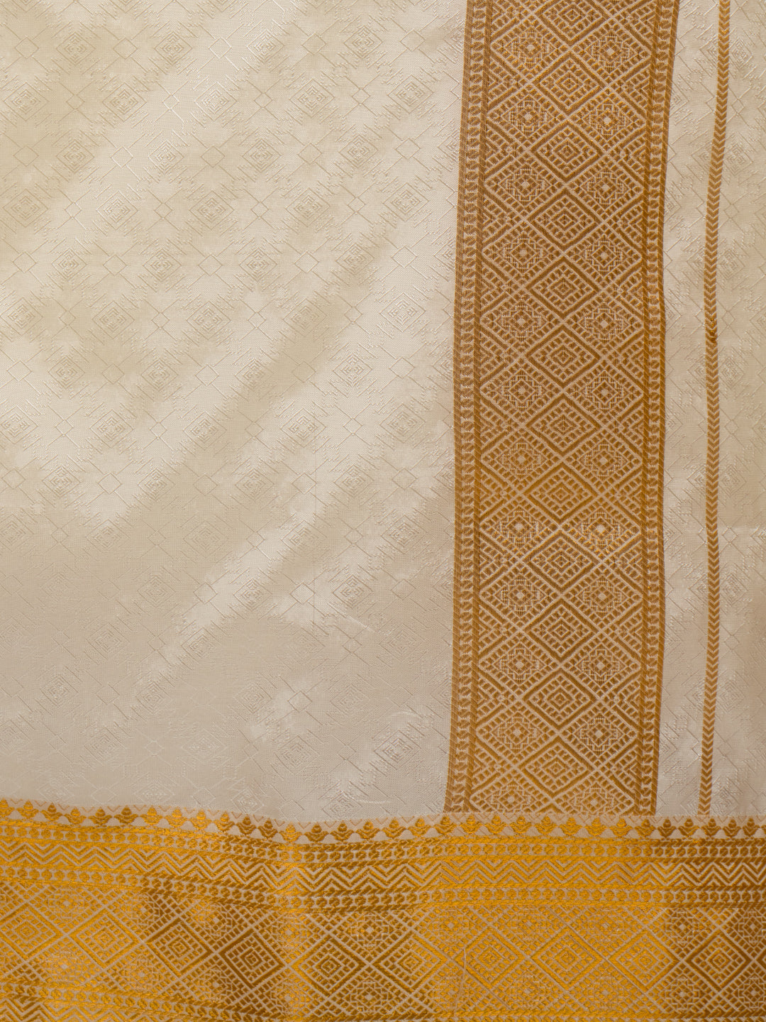 Men Art Silk Cream Self Design Shirt & Dhoti Towel Set Parinayam Grand CRJD4