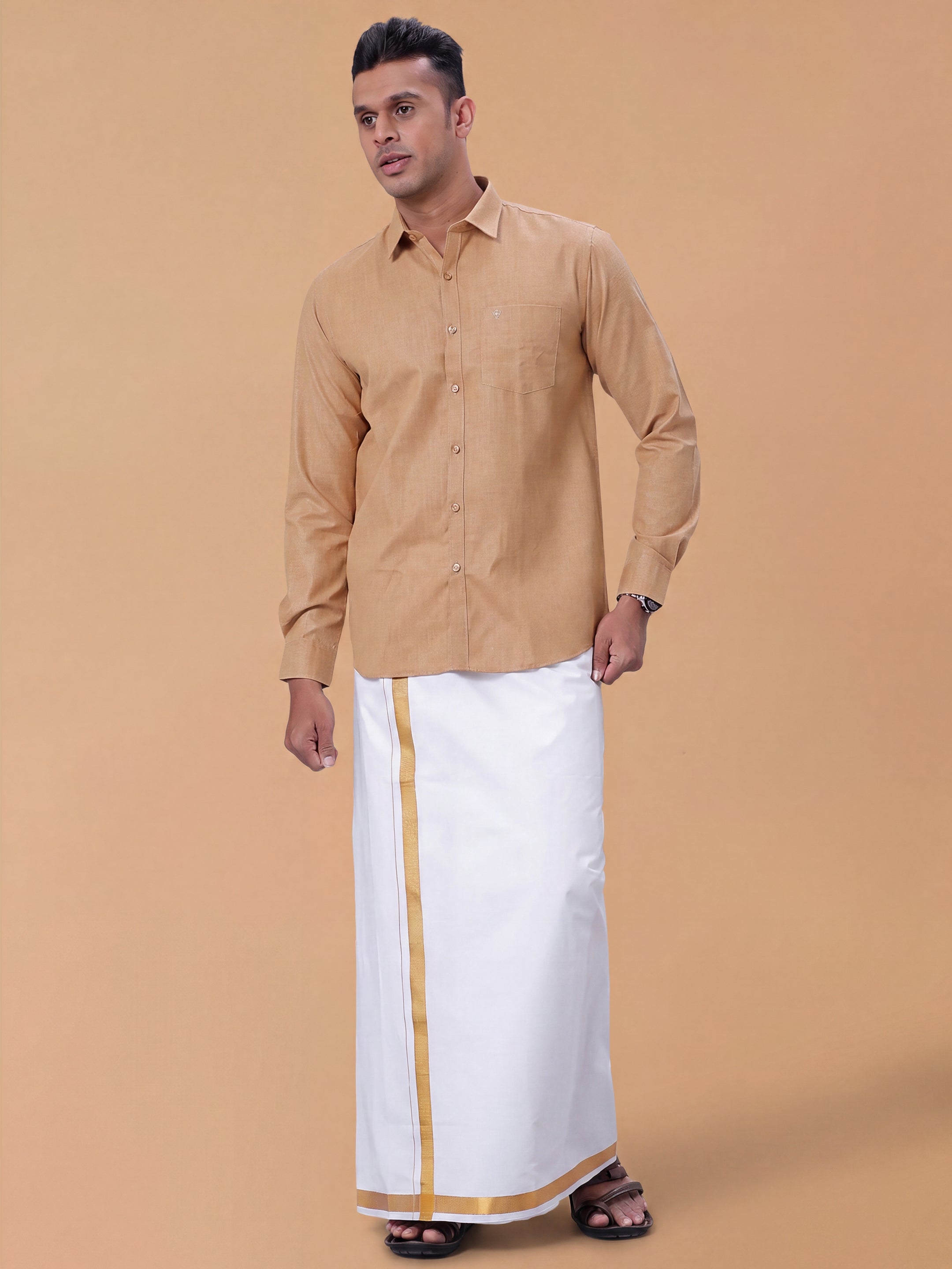 Cotton Rich Khaki Regular Fit Shirt T1 GC15