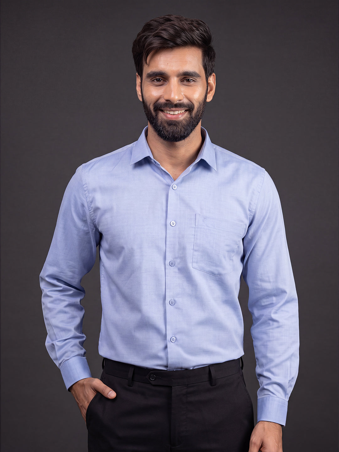 Prima Club Premium Cotton Light Blue Regular Fit Shirt SRCR2