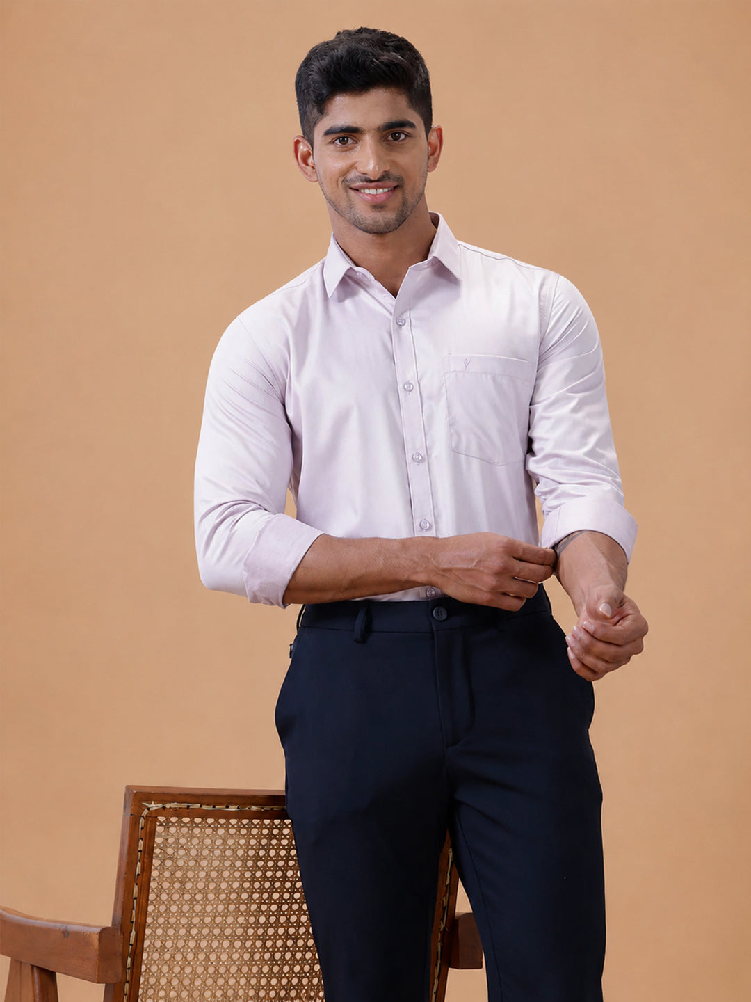 Cotton Rich Light Purple Regular Fit Shirt T61 AKT3