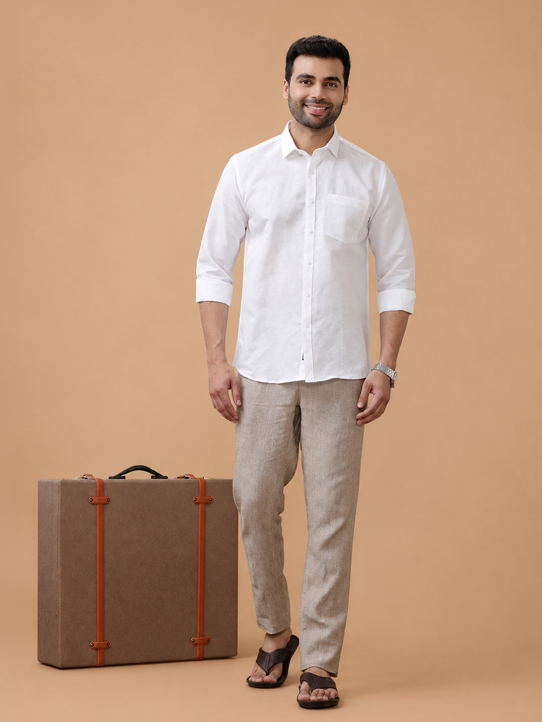 Linen Cotton White Shirt – Linen Park 7447 | Smart Fit