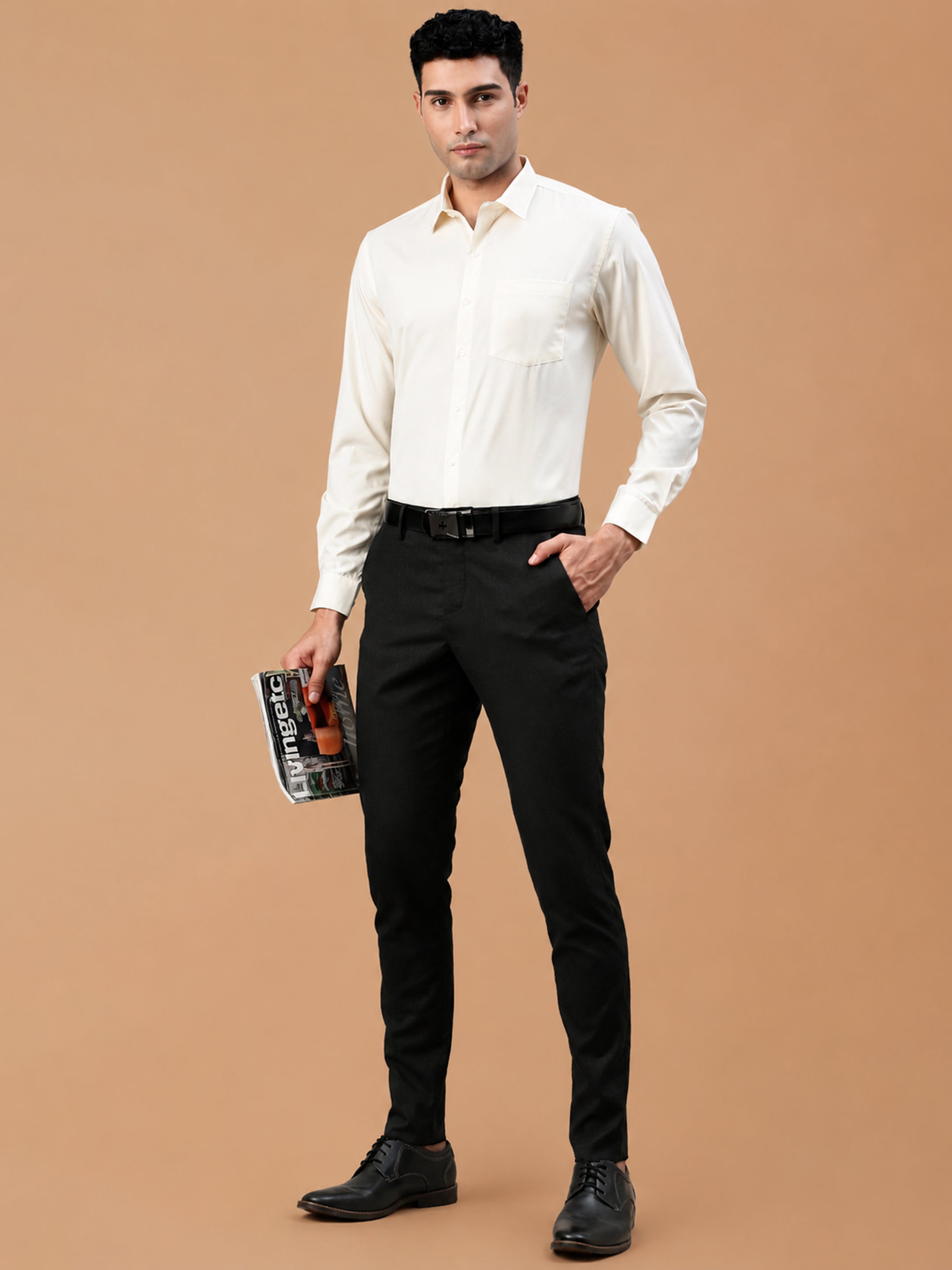 Cotton Rich Cream Regular Fit Shirt Kalyan