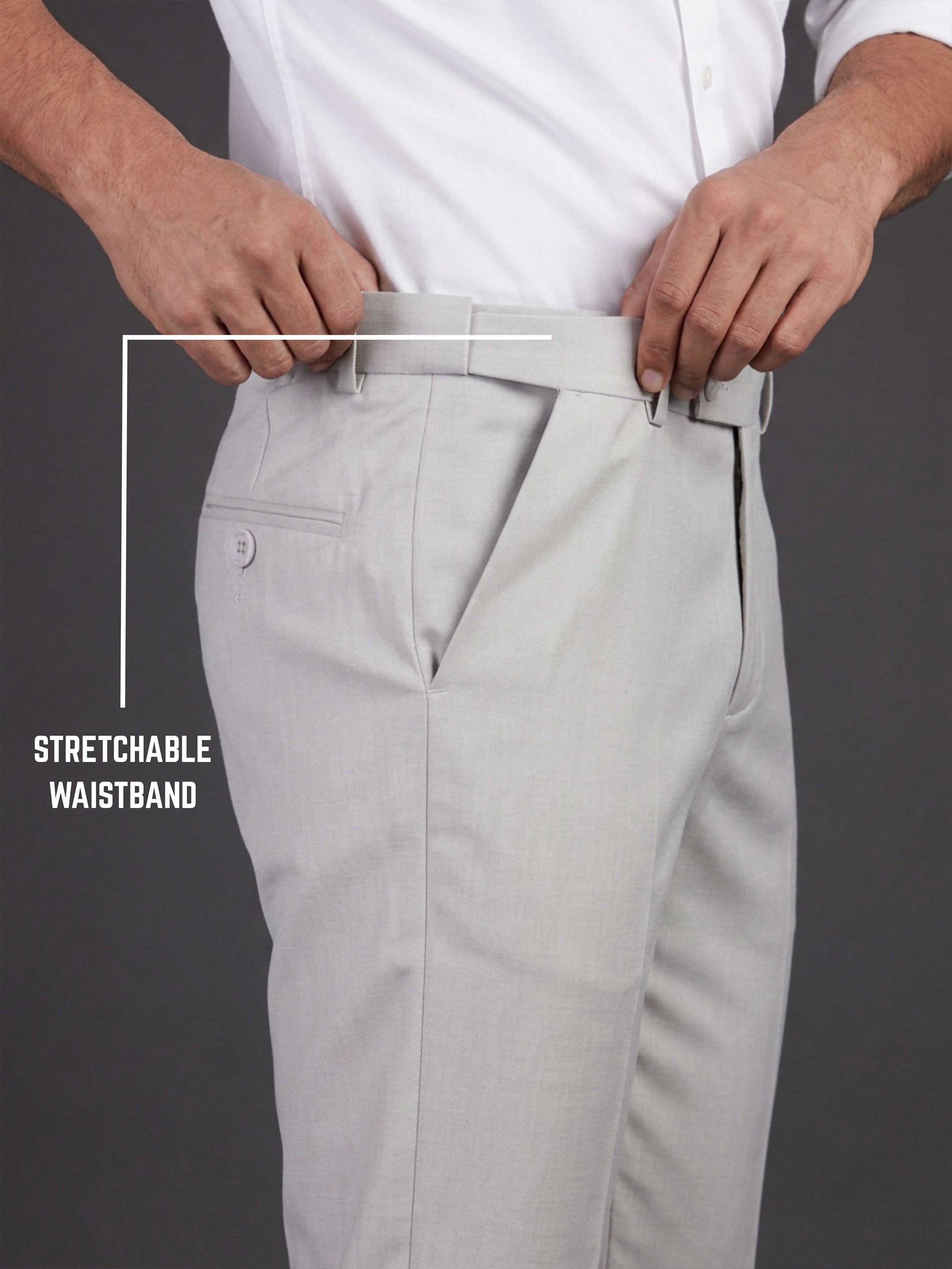 Prima Club Cotton Poly Viscose Stretchable Waistband Light Grey Pants