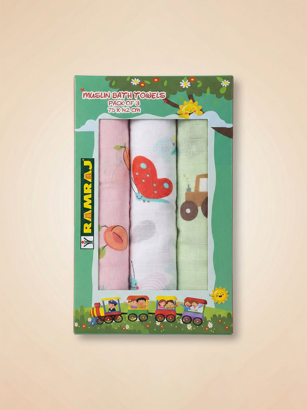 100% Cotton Muslin Bath Towel (Pack of 3)