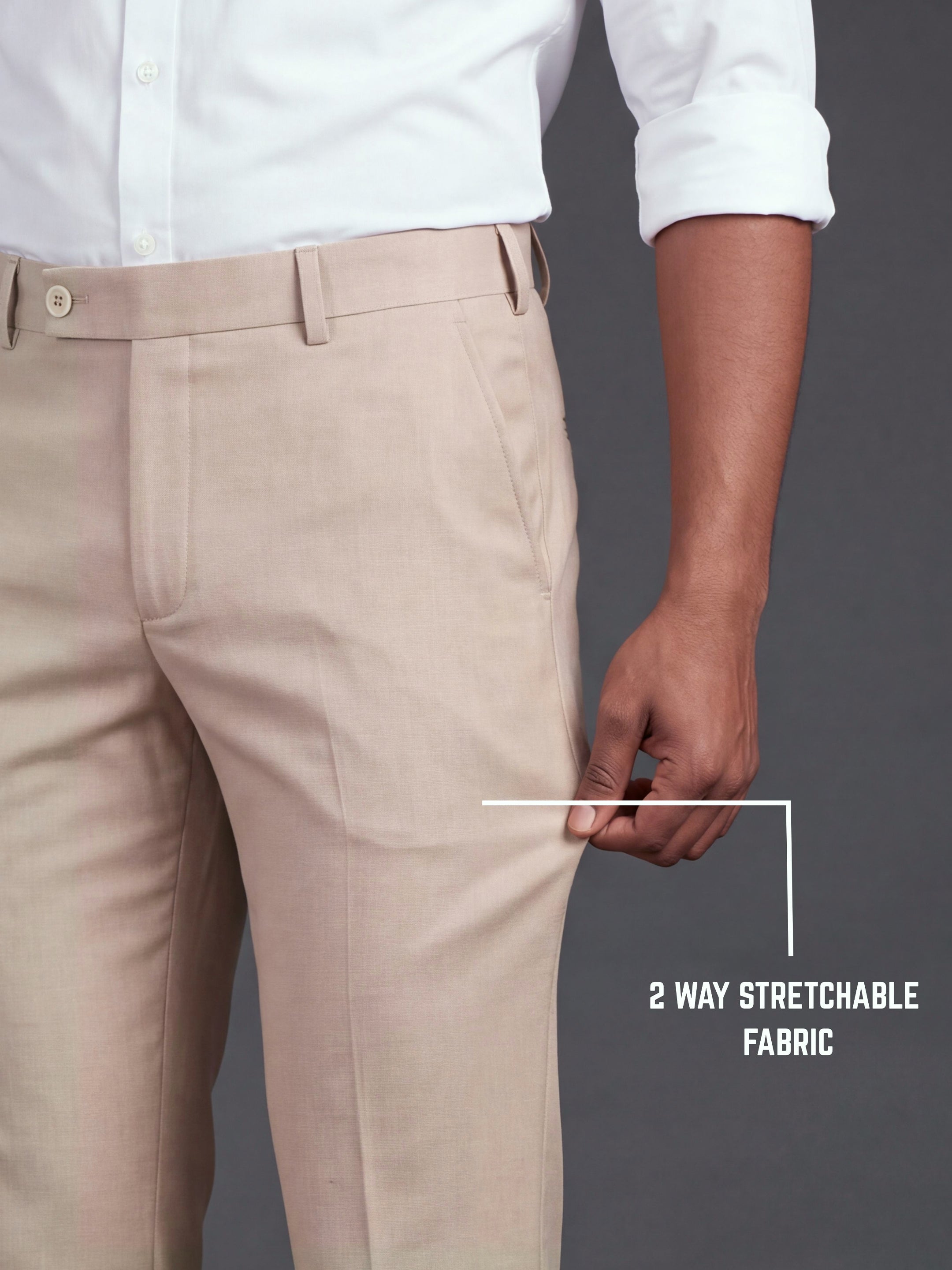 Prima Club Cotton Poly Viscose Stretchable Waistband Khaki Pants