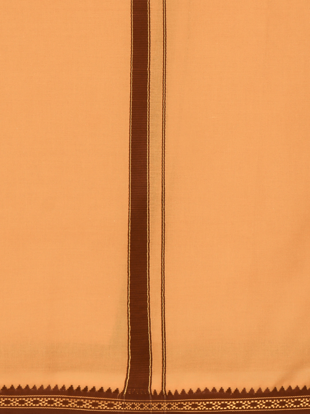 Men 100% Cotton Single Layer Kaavi Dhoti with Mayilkhan Border Slokam (4 Way Dhoti)