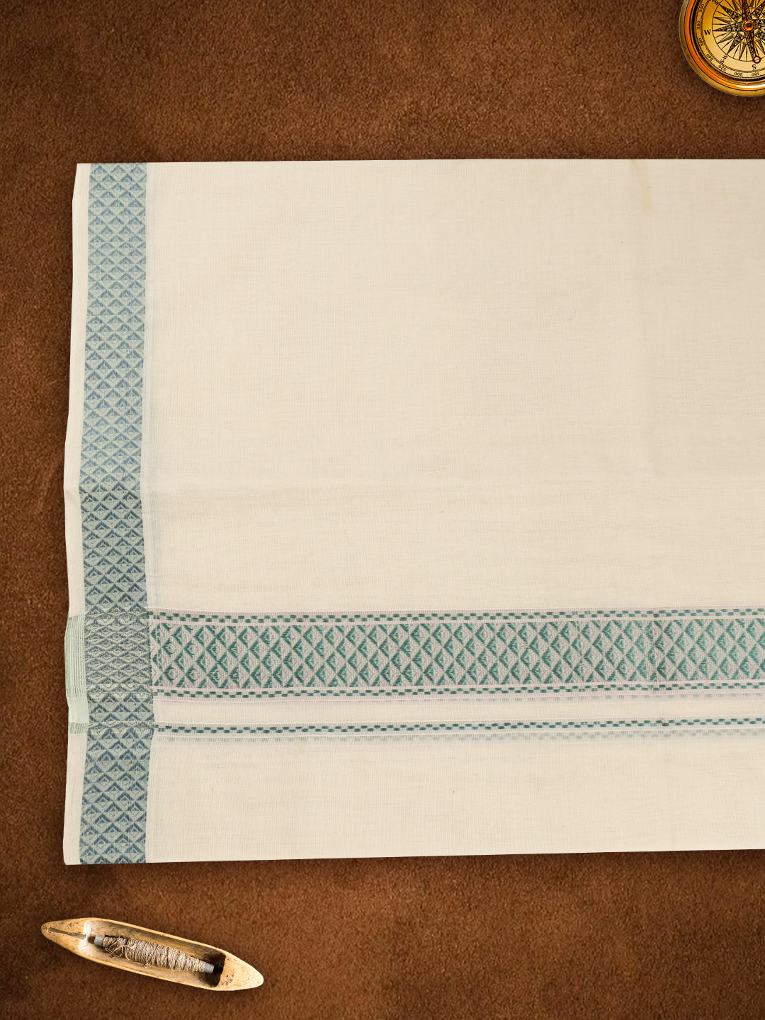 Men Premium Handloom Dhoti Blue Fancy Border