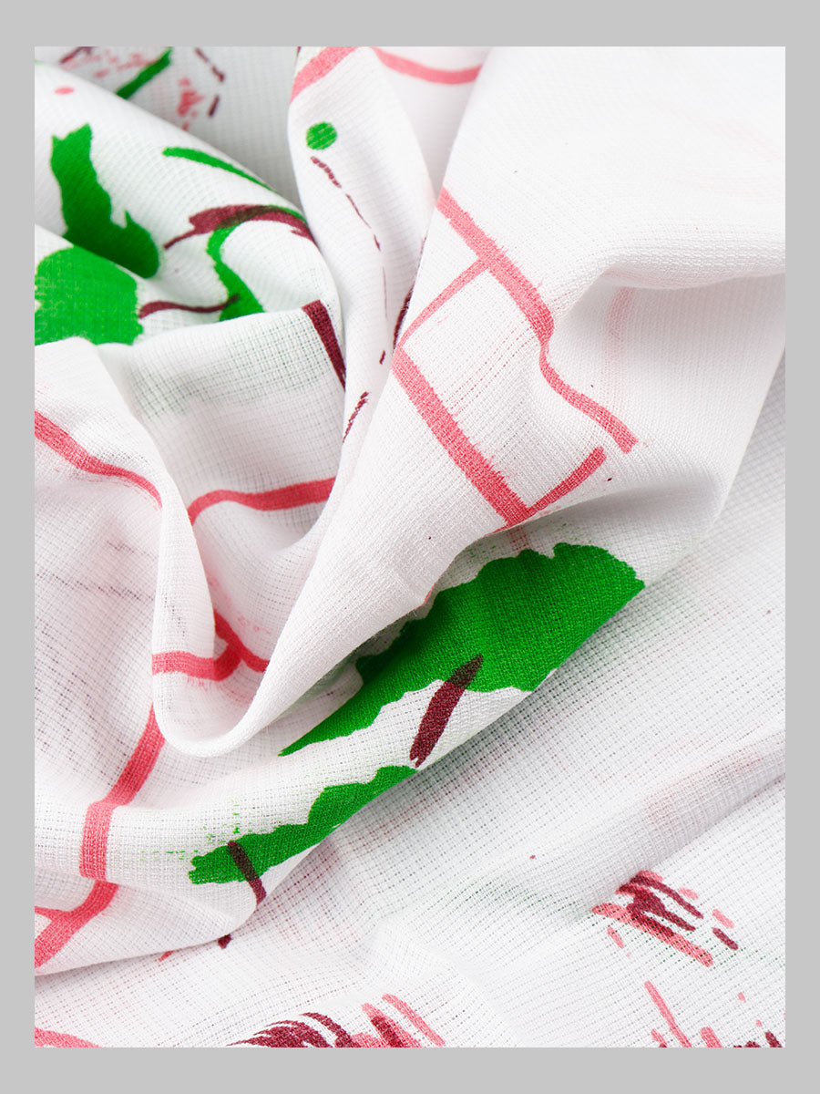 Cotton white Diamont Print Bath Towel-Design view
