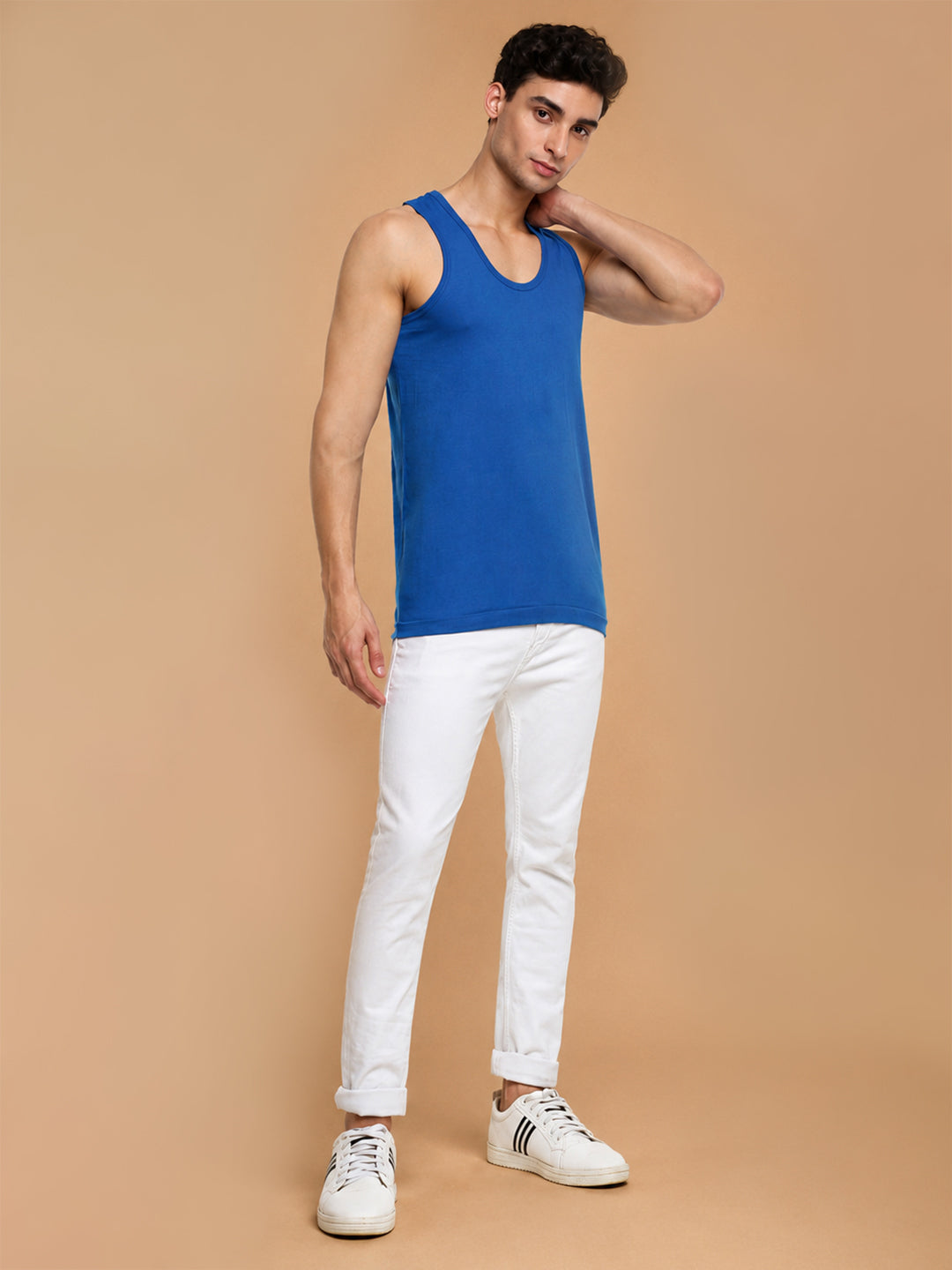 100% Combed Cotton Assorted Colour Vest RN Sukra (Pack of 2)