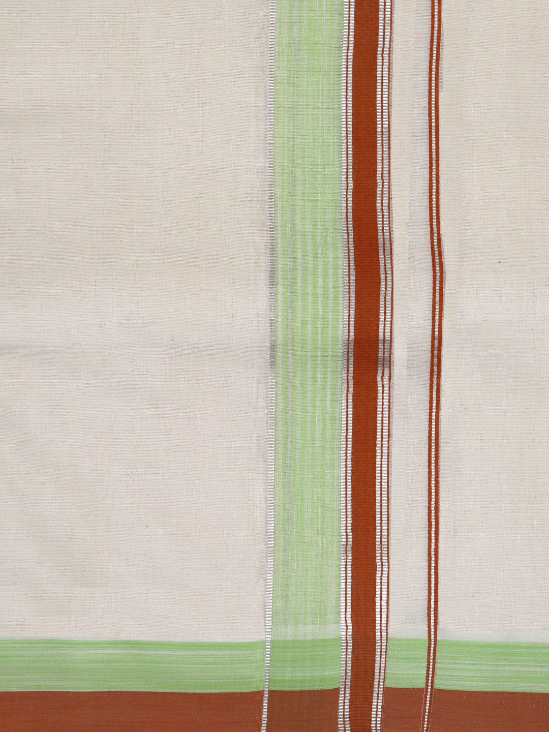 Double Layer Giza Cotton Cream Kora Dhoti with Colour Border - PKJ01