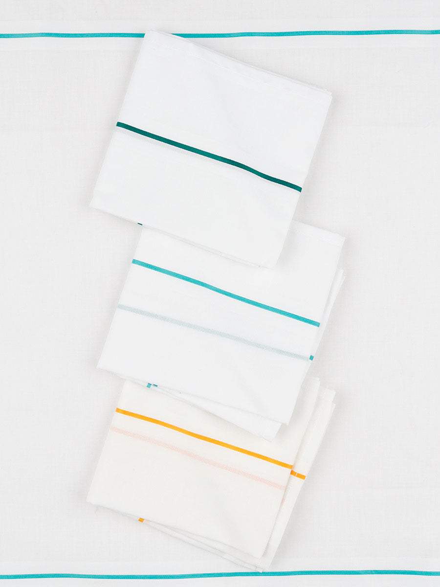 Cotton White Hand Kerchief 6698 (6 in 1)-Mix colour