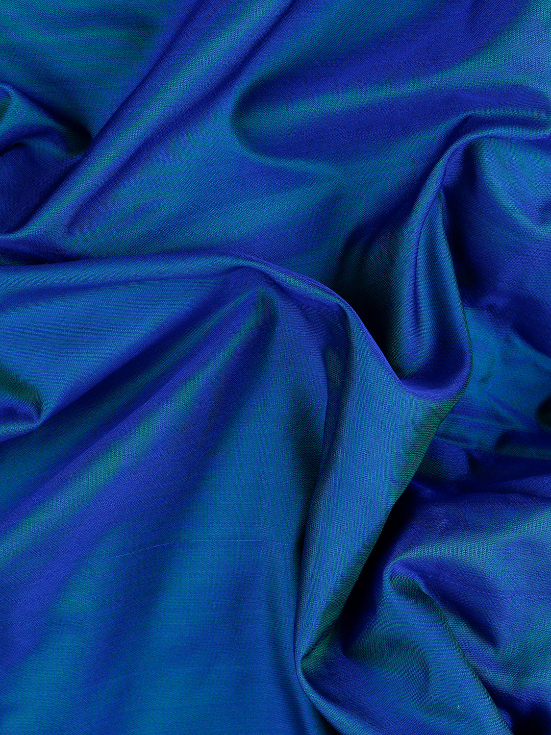 Mens Plain Double Shade Peacock Green Satin Pure Silk 10 Meter Shirt Fabric-Pattern view