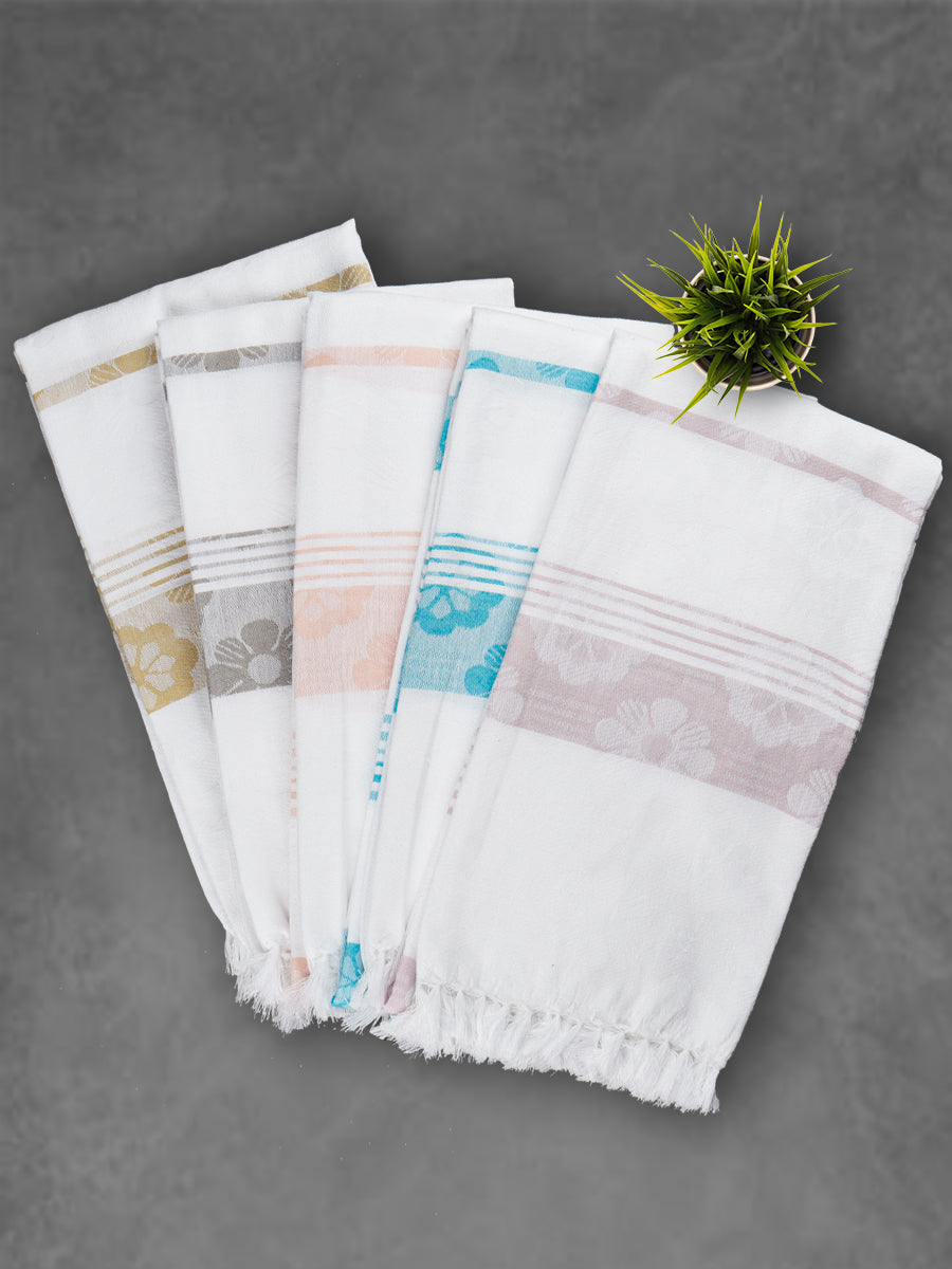 100% Cotton Soft Feel Colour Flower Design Bath Towel 1058 -Mix