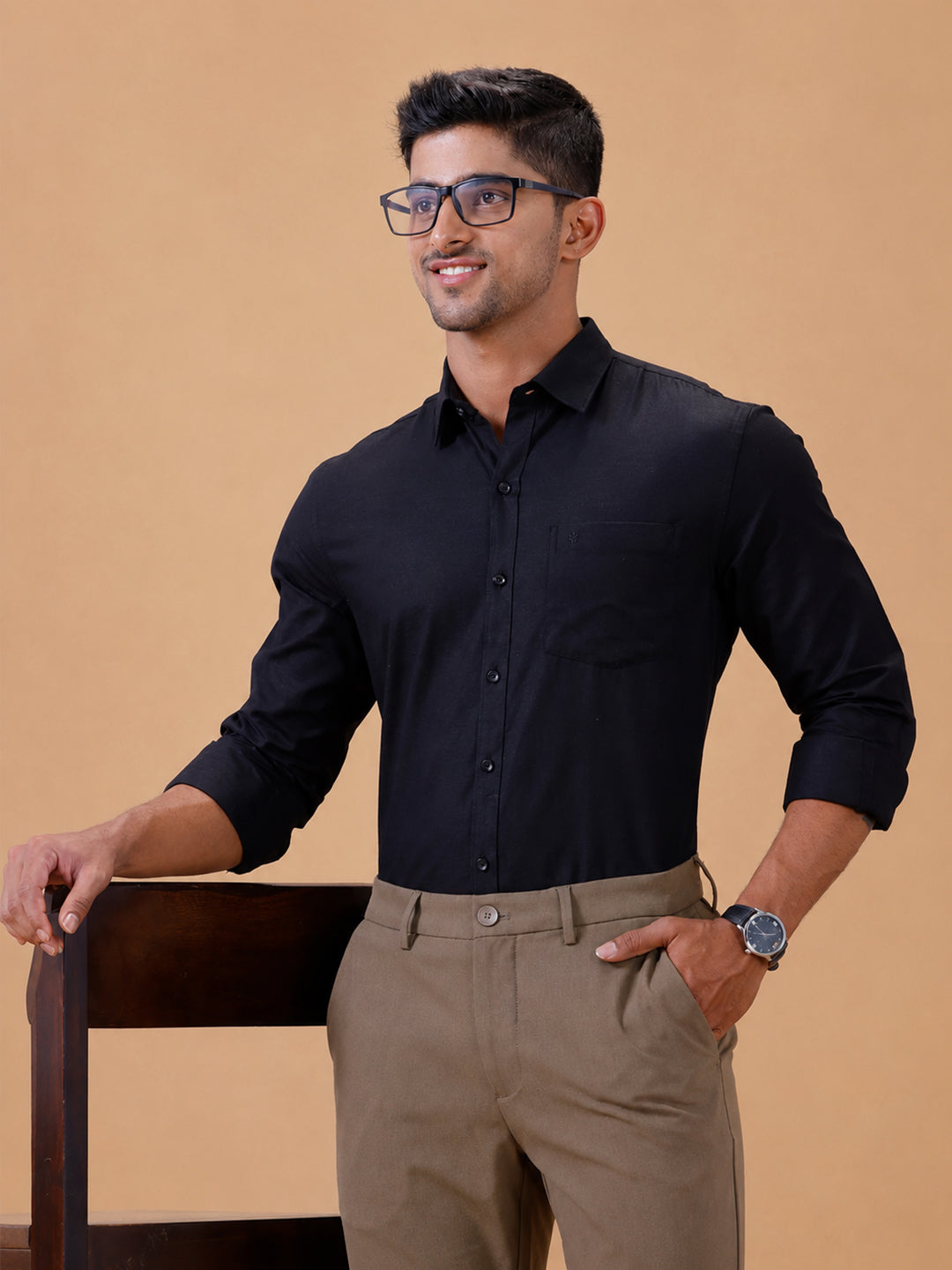 Cotton Rich Black Regular Fit T64 ANT10