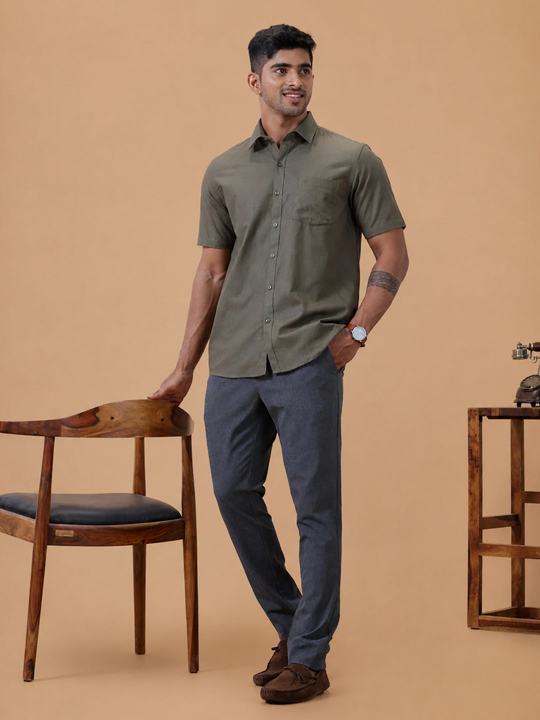 Cotton Rich DK Leaf Green Regular Fit T64 ANT9