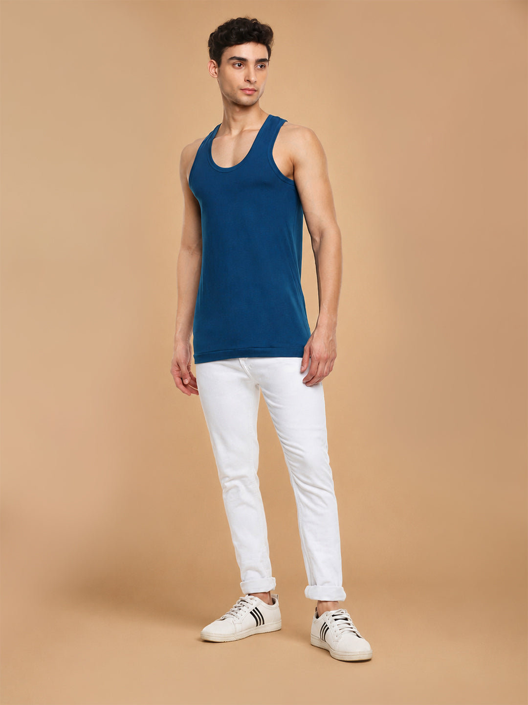100% Combed Cotton Assorted Colour Vest RN Sukra (Pack of 2)