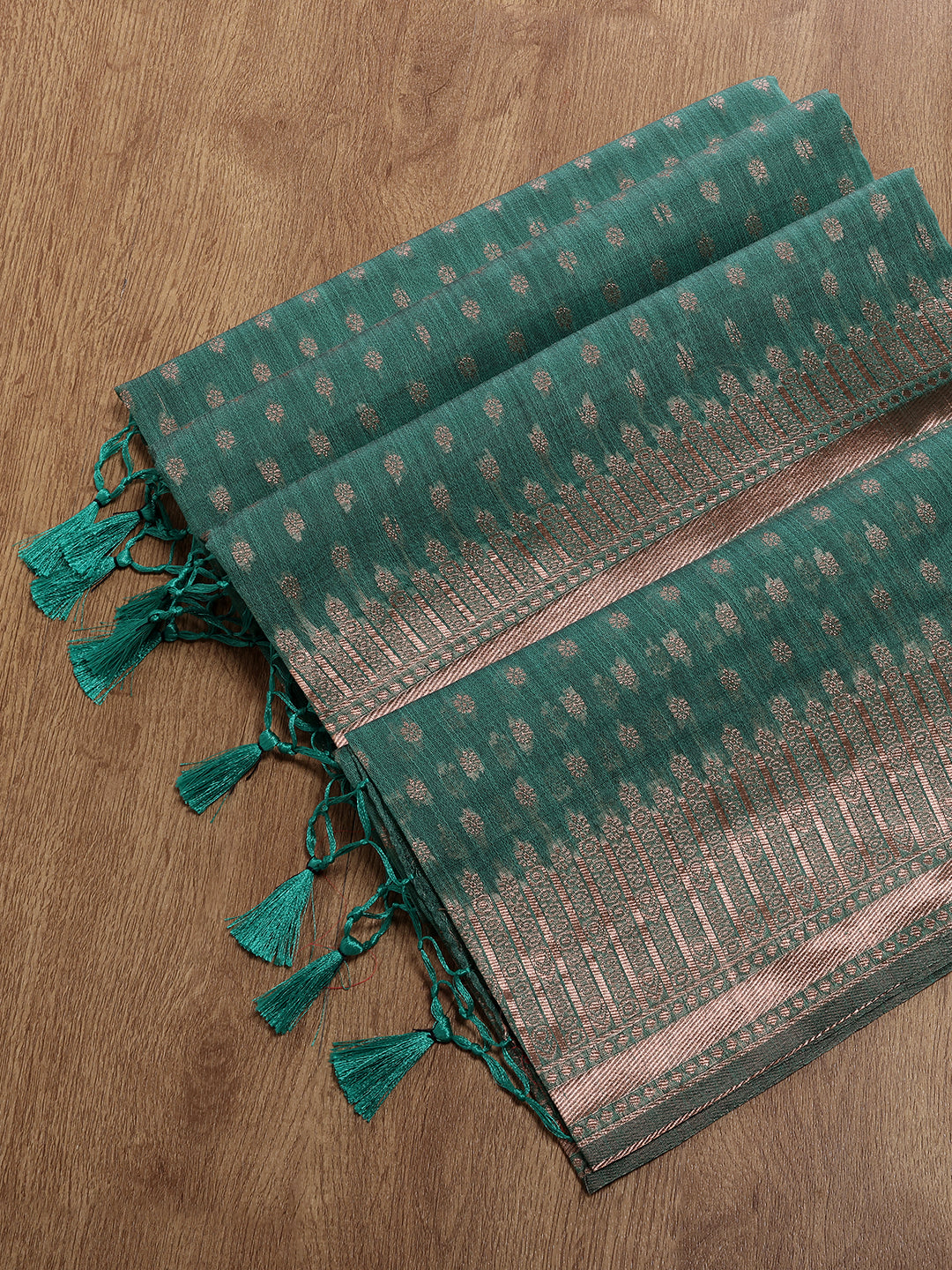 Womens Semi Silk Weaving saree Green SS130