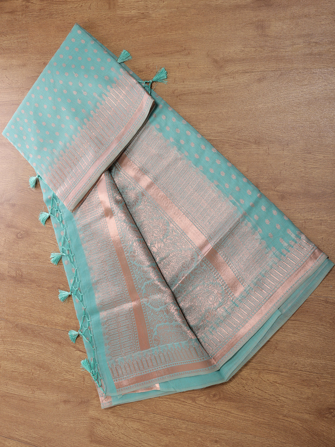 Womens Semi Silk Weaving saree Green SS133