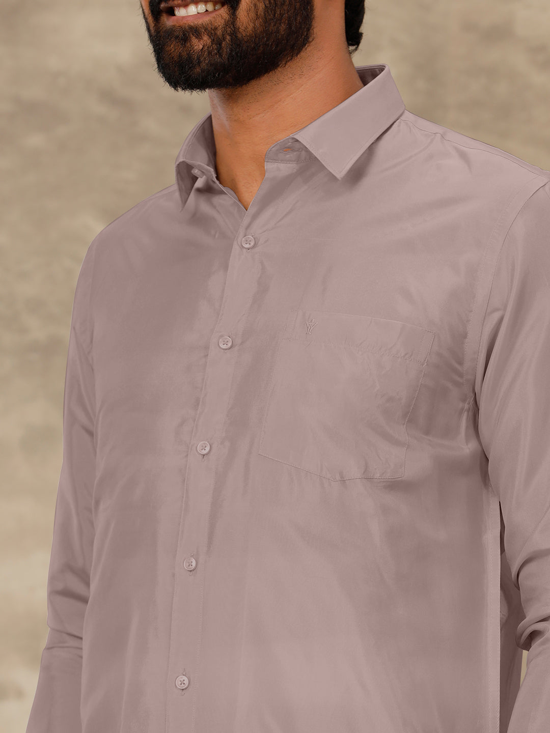 Men Art Silk Sand Stone Shirt & Dhoti Towel Set Swayamvara