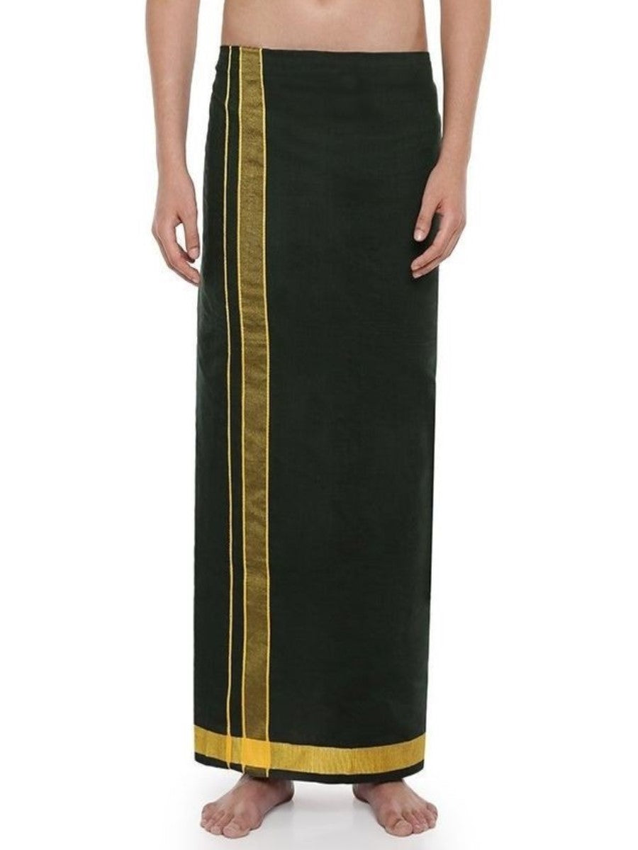 Men Color Dhoti with Fancy Border Colour Diamond Dhoti Dark Green