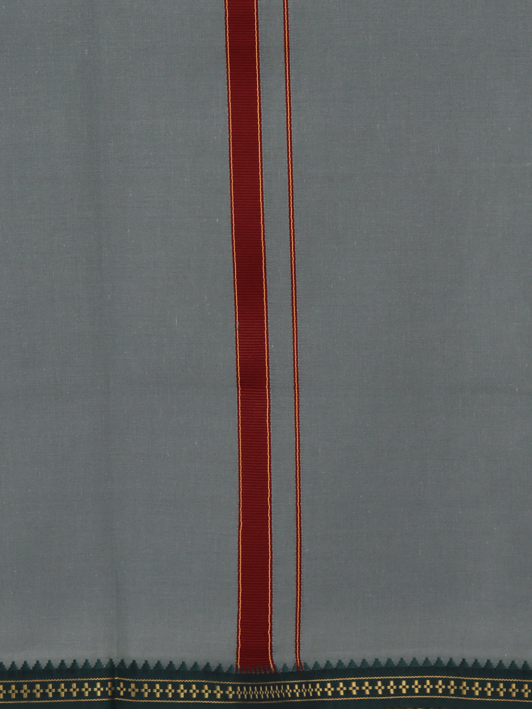 Men 100% Cotton Single Layer Cement Dhoti with Mayilkhan Border Slokam (4 Way Dhoti )