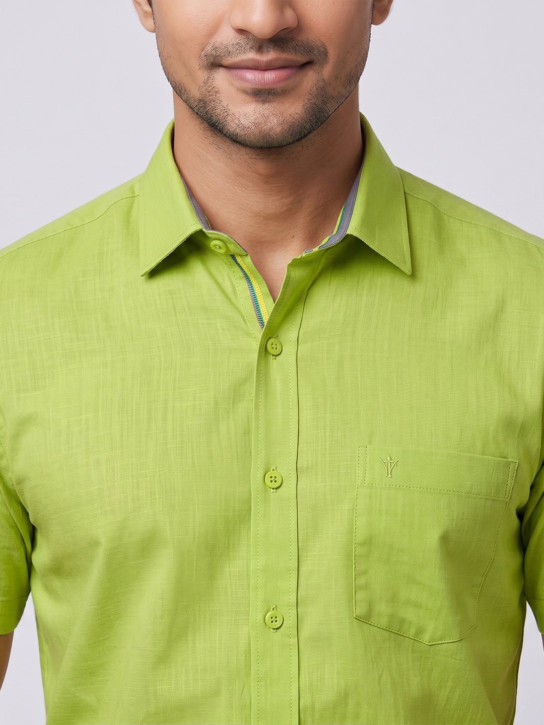 Pack of 2 | 100% Cotton Smart Fit Shirts - Pink & Yellowish Green