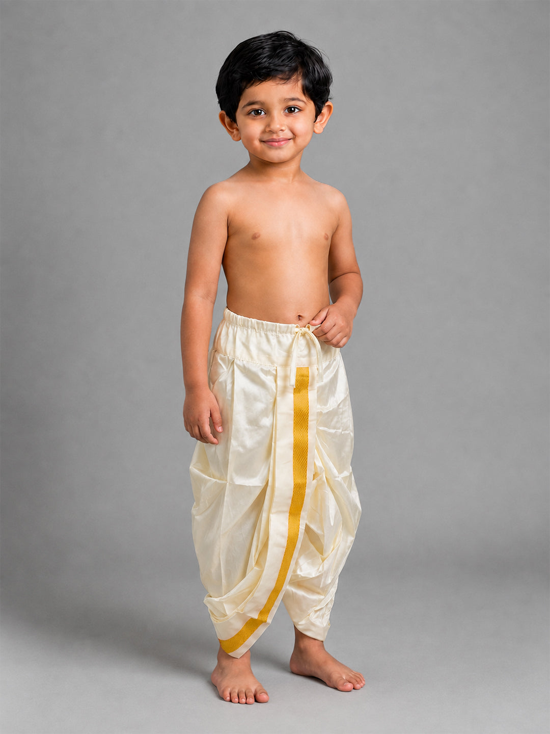 Boys Art Silk Cream Panchakacham