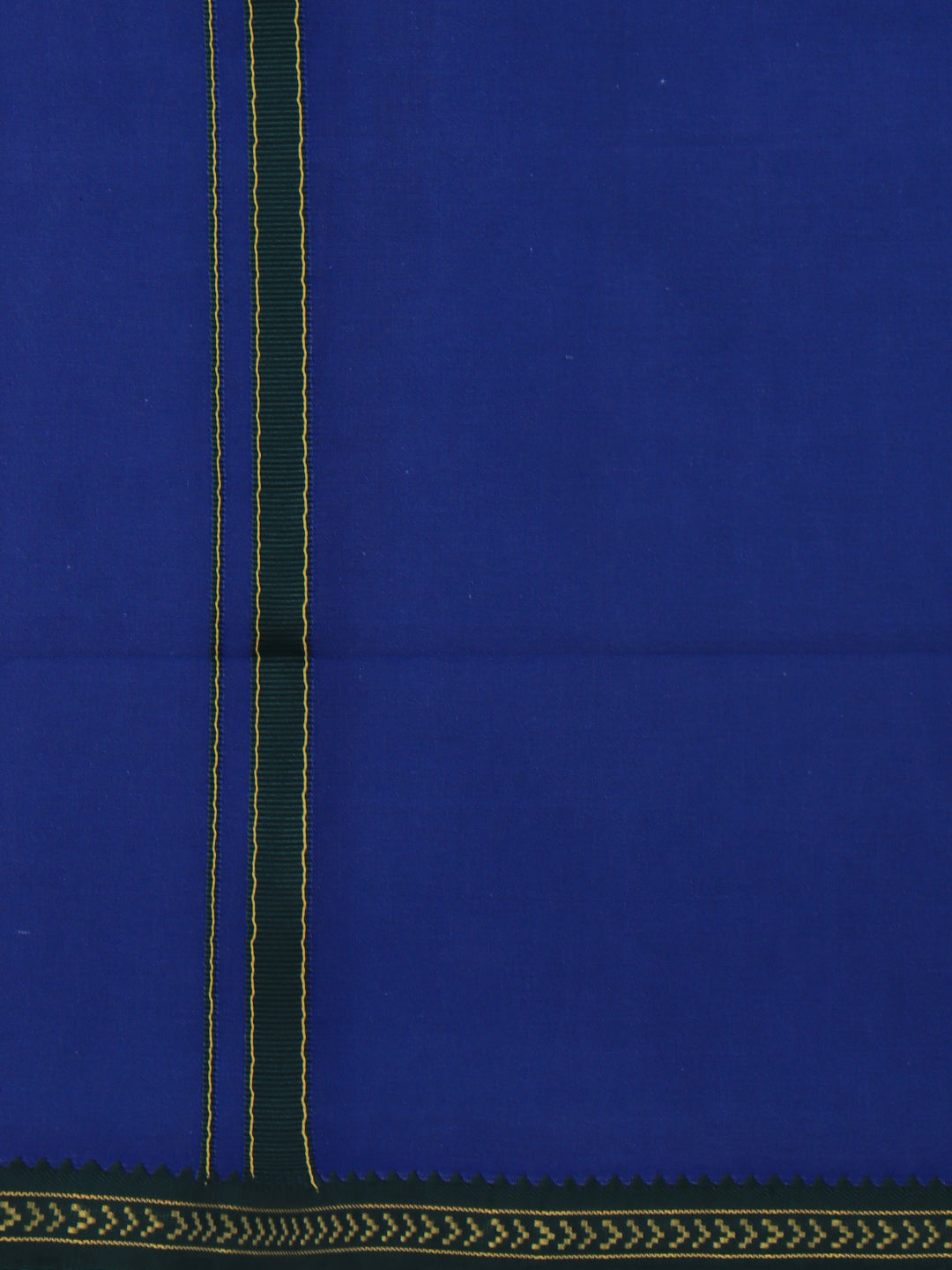 Men 100% Cotton Single Layer Blue Dhoti with Mayilkhan Border Slokam (4 Way Dhoti )