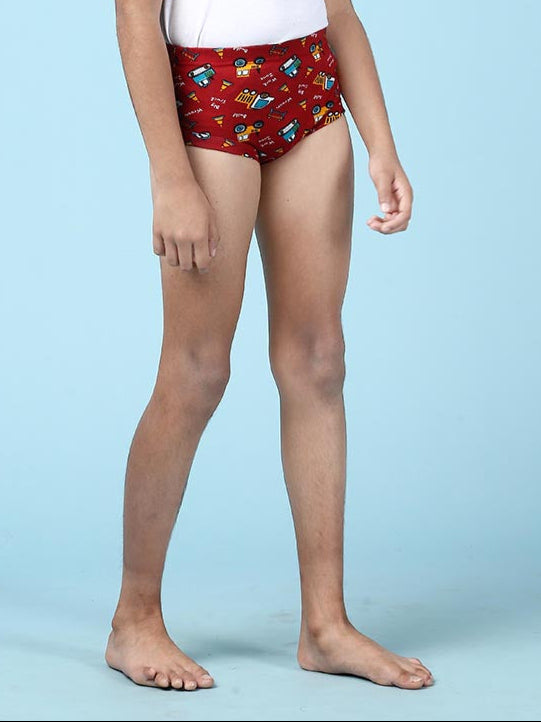 Boys Combed Cotton Assorted Colour Print Briefs (Pack of 5)