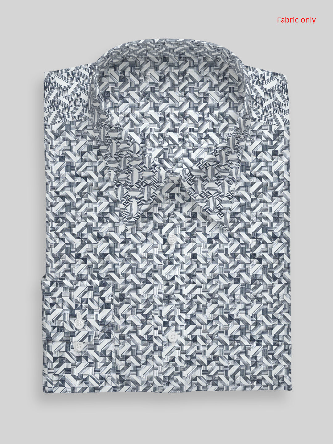 Men Cotton Blend Printed Shirt Fabric Grey Alpha
