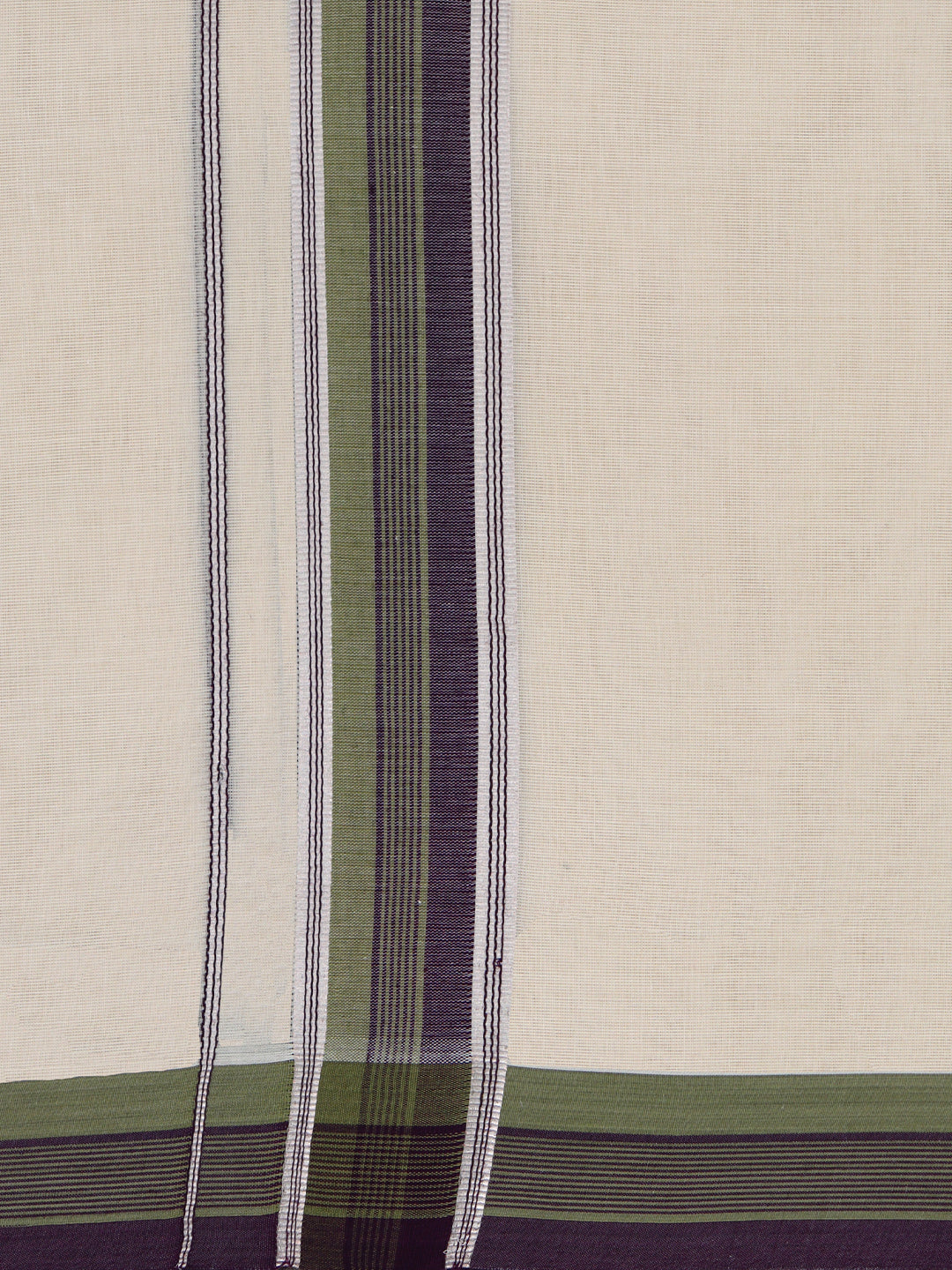Double Layer Supima Cotton Cream Kora Dhoti with Colour Border - LC35