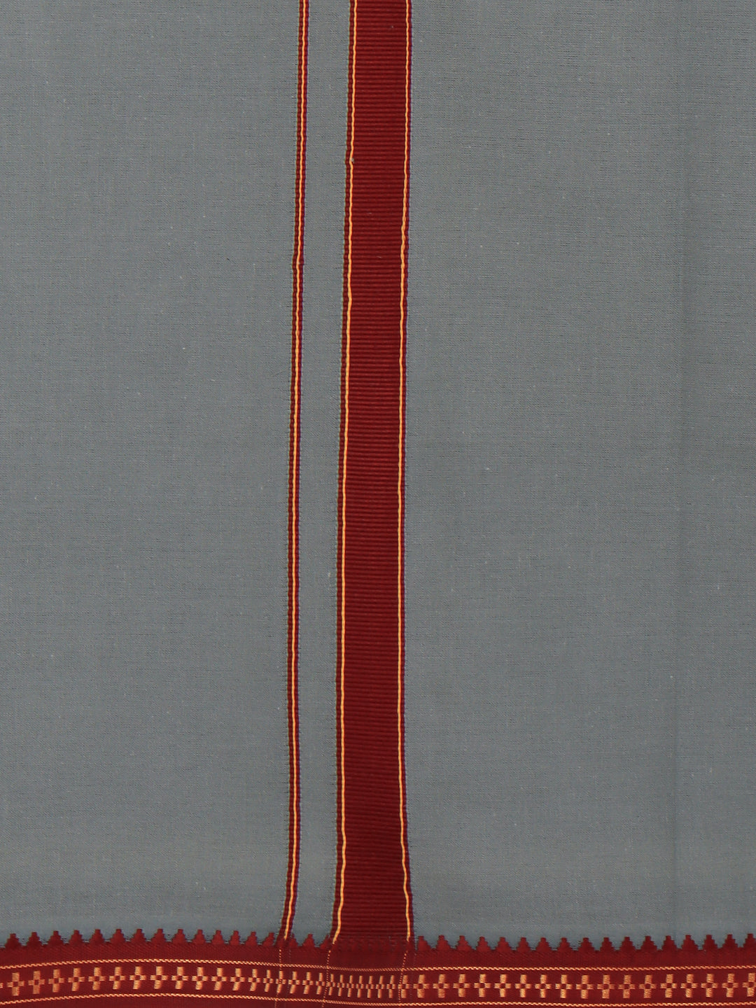 Men 100% Cotton Single Layer Cement Dhoti with Mayilkhan Border Slokam (4 Way Dhoti )