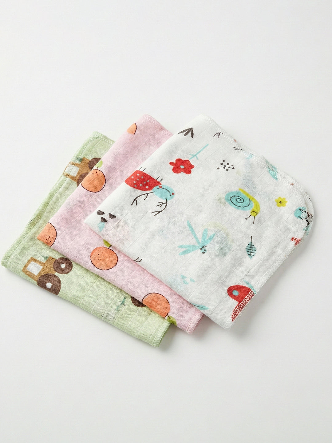 Born Baby Wash Cloth for Face & Body (Pack of 3)  Soft, Absorbent Cotton | 0.35m x 0.35m