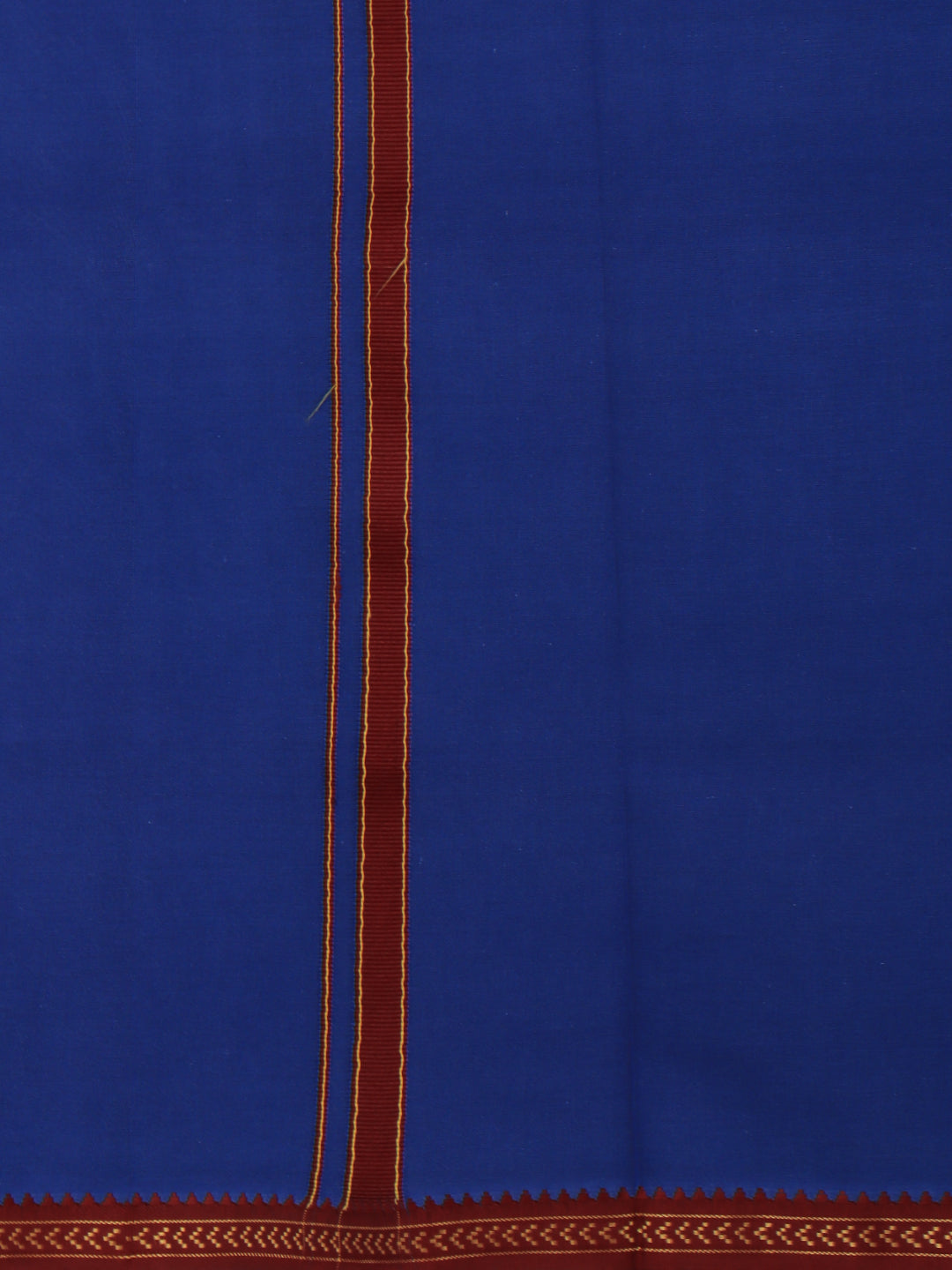 Men 100% Cotton Single Layer Blue Dhoti with Mayilkhan Border Slokam (4 Way Dhoti )