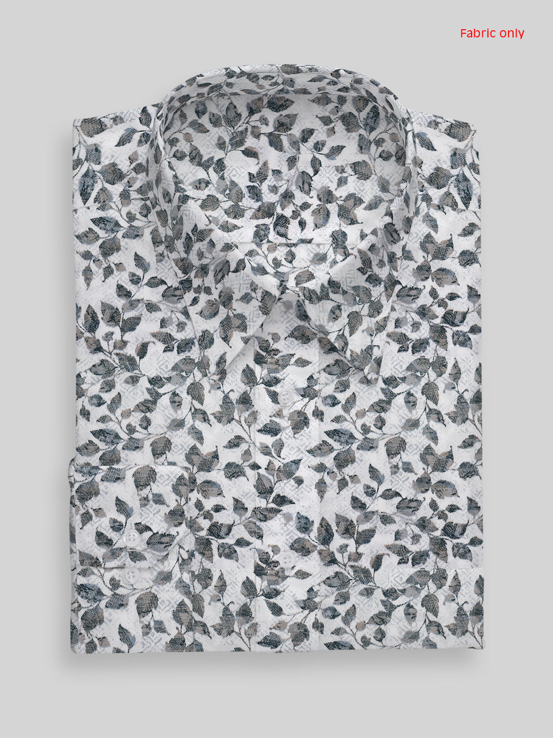 Men Cotton Blend Printed Shirt Fabric White Alpha