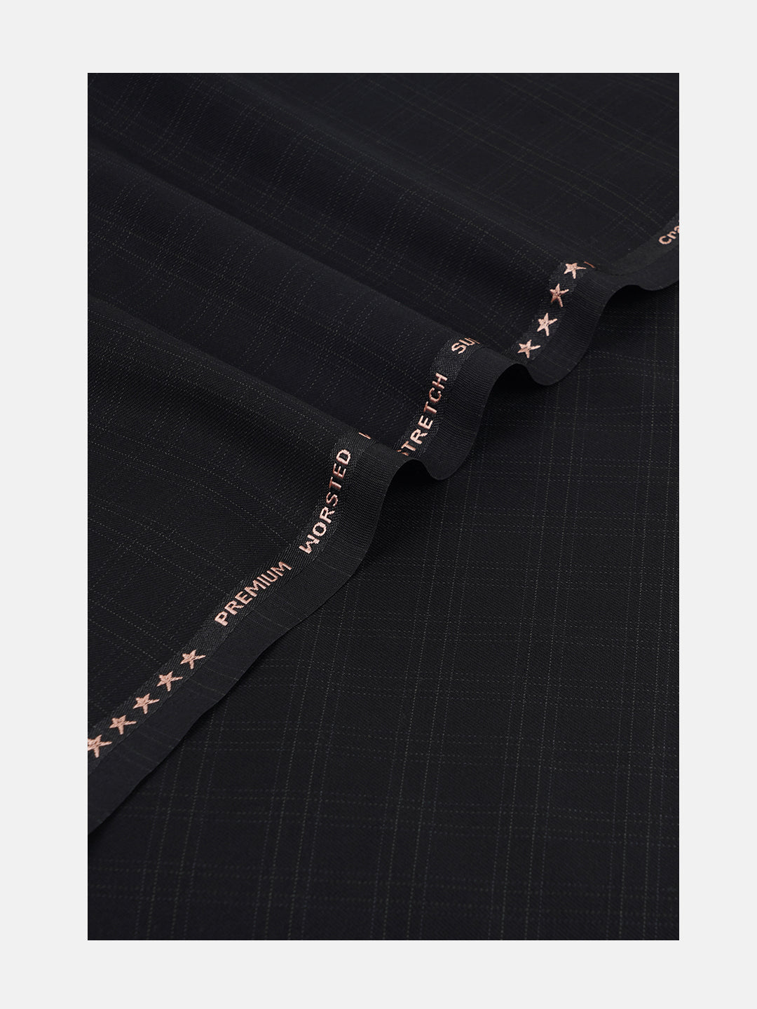 Mens Black Checked Premium Suiting Fabric Joy Wool