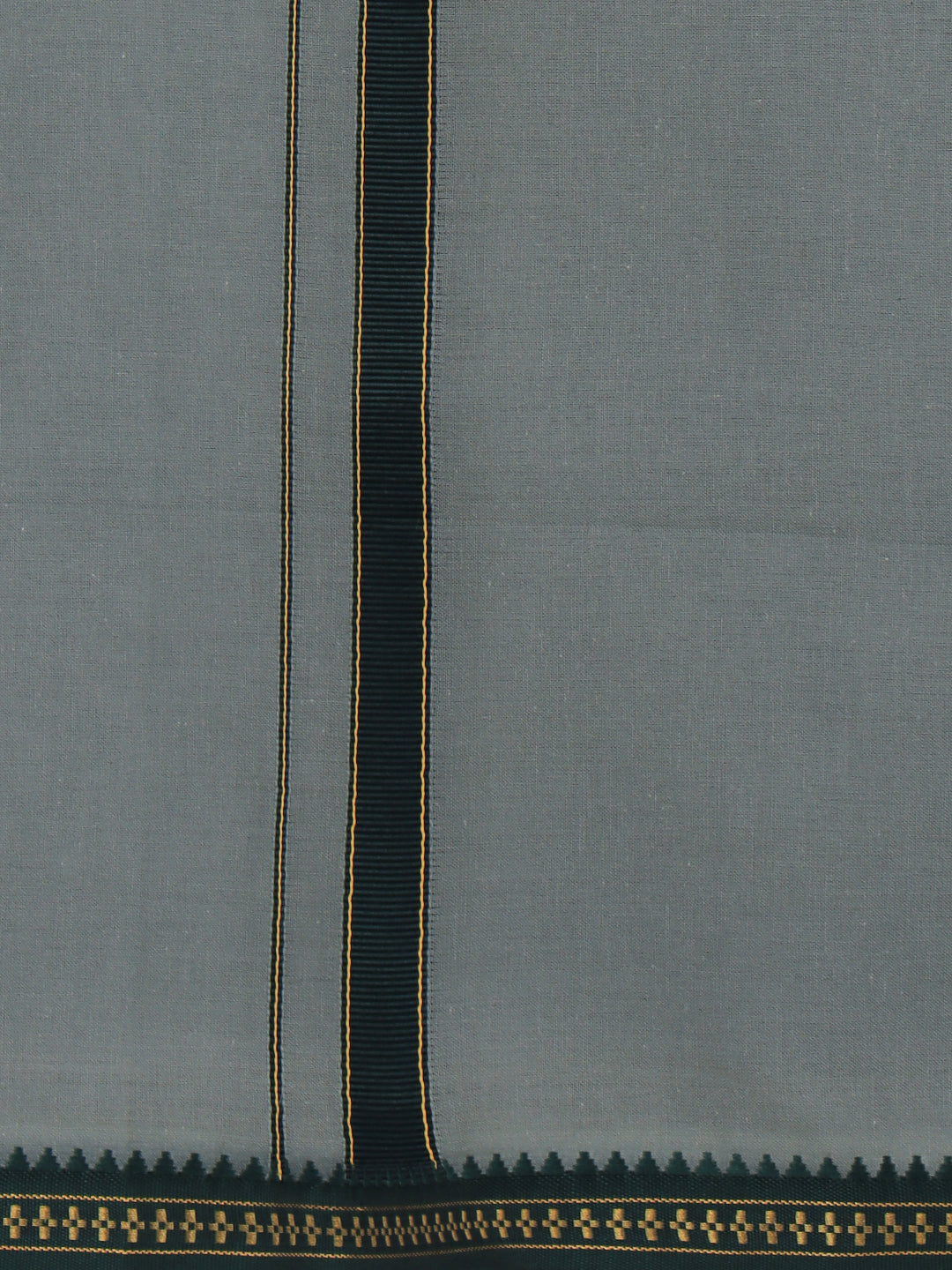 Men 100% Cotton Single Layer Cement Dhoti with Mayilkhan Border Slokam (4 Way Dhoti )