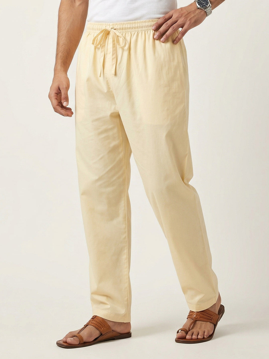 Men Stretch Cotton Creamy Sandal Kurta Pant EP3