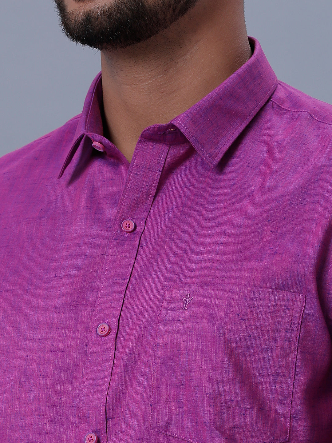 Mens Matching Border Adjustable Dhoti & Half Sleeves Shirt Set C49-zoom view