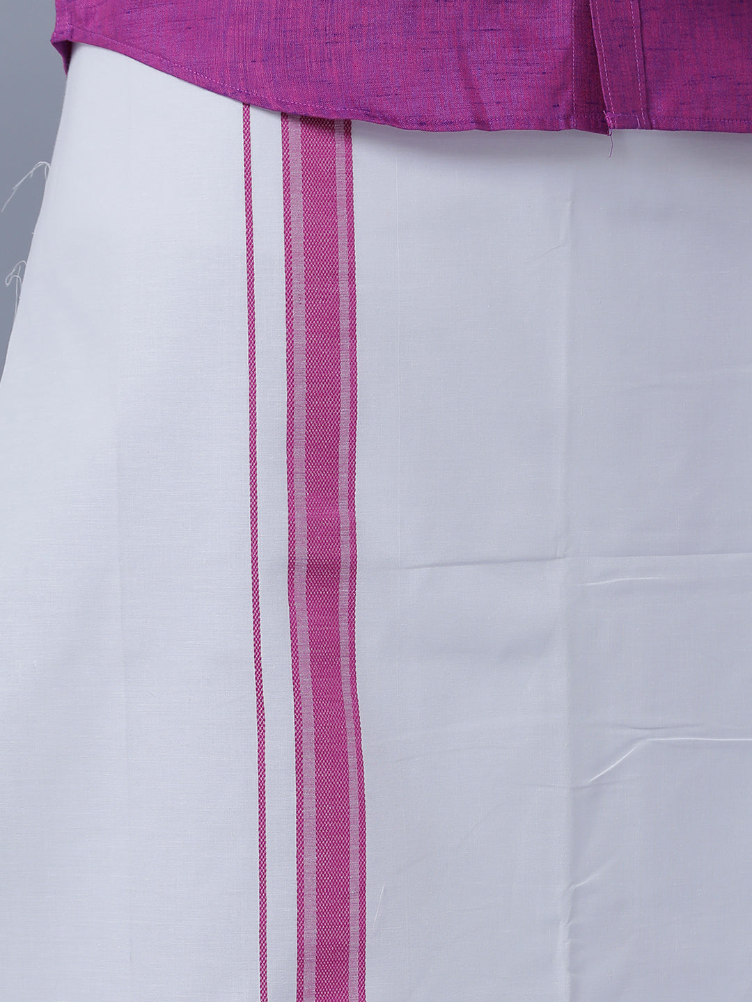Mens Matching Border Adjustable Dhoti & Half Sleeves Shirt Set C49-Bottom view