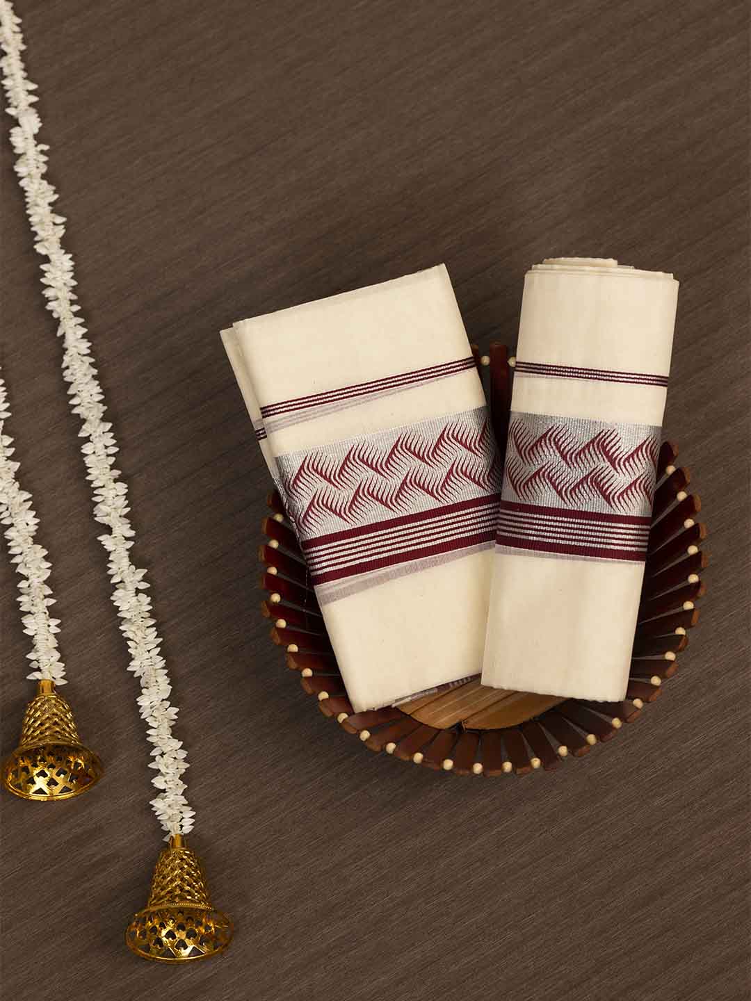 Women Kerala Cream Single Set Mundu Saree KS197