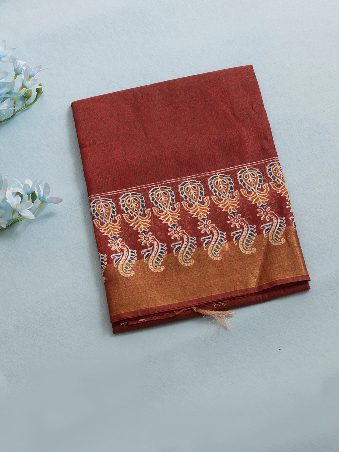 Women Maroon Semi Tussar Sarees SCS162