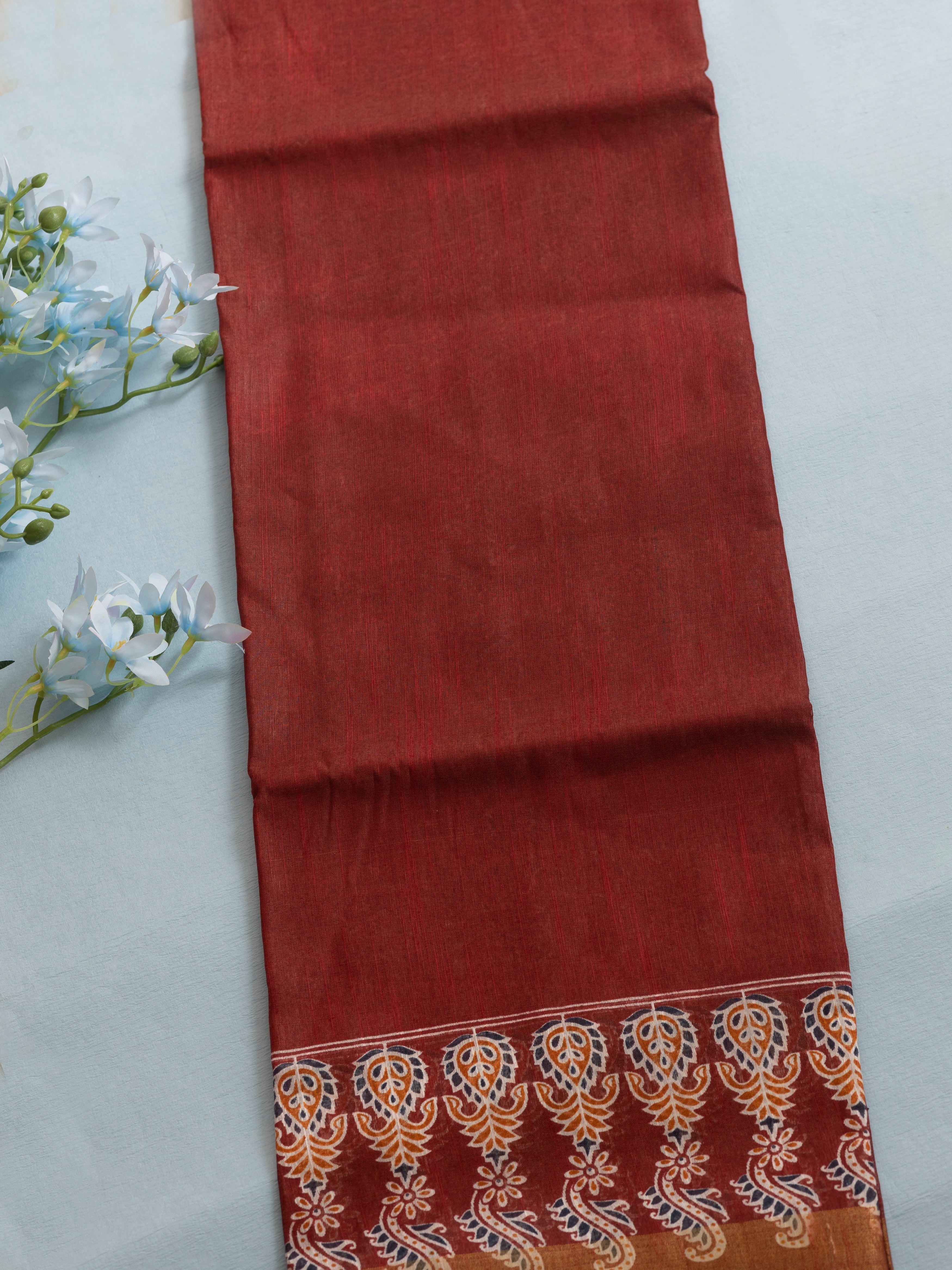 Women Maroon Semi Tussar Sarees SCS162