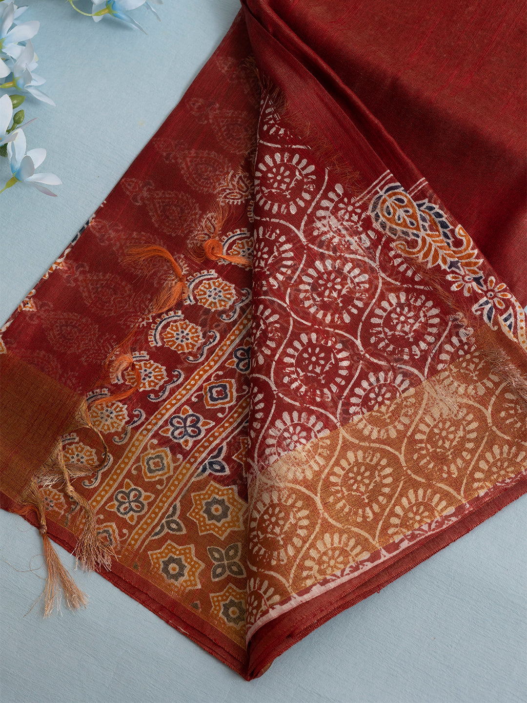 Women Maroon Semi Tussar Sarees SCS162