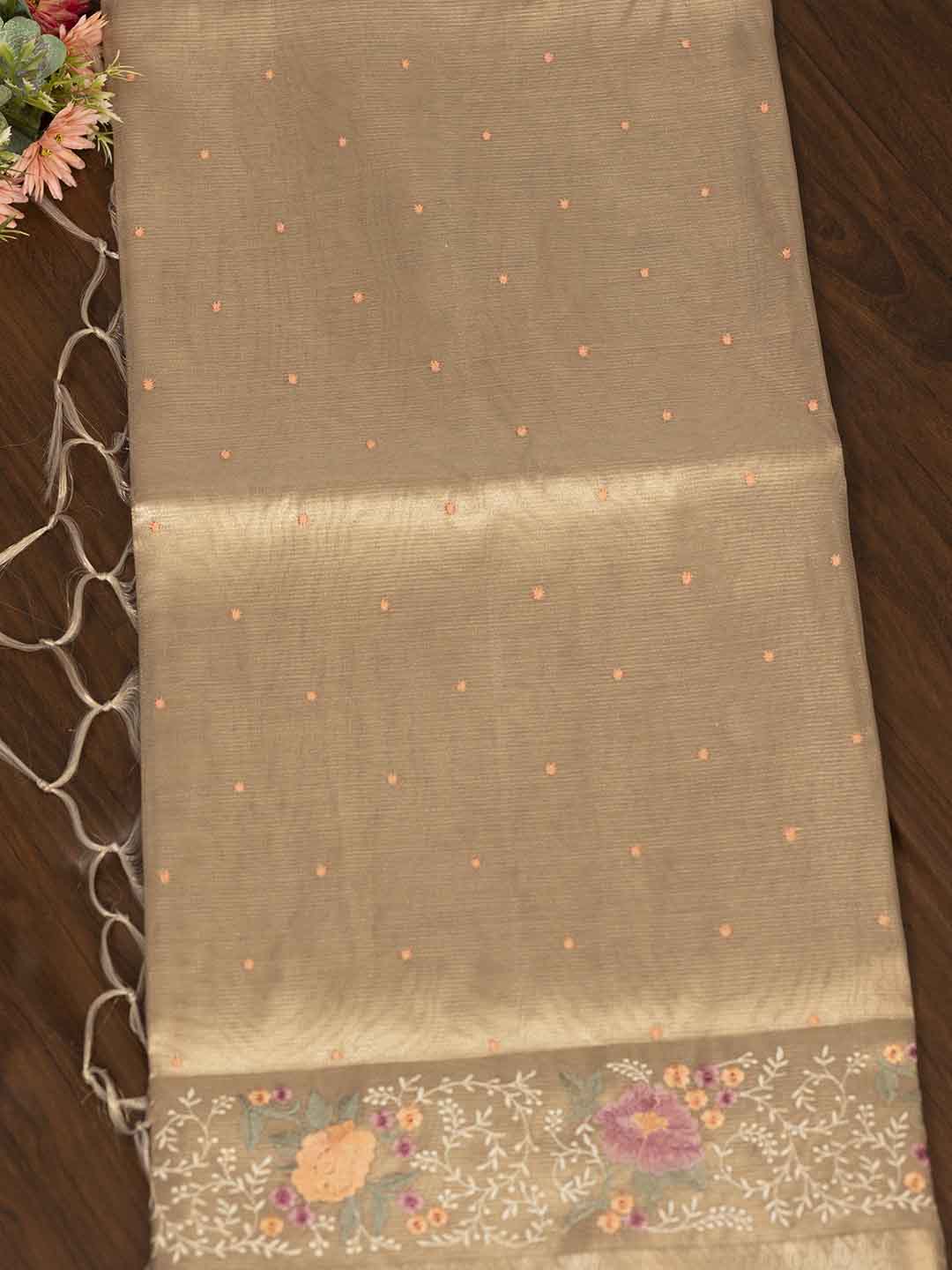 Women Light Brown Art Silk Printed Saree ASS31